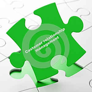 Advertising concept: Customer Relationship Management on puzzle background