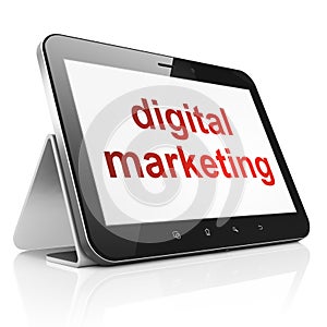 Advertising concept: Digital Marketing on tablet pc computer