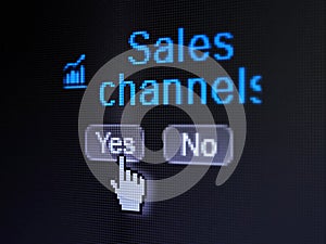 Advertising concept: Growth Graph icon and Sales Channels on digital computer screen