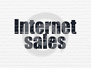 Advertising concept: Internet Sales on wall background