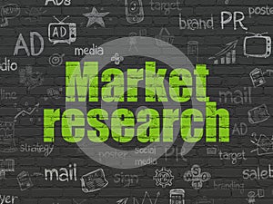 Advertising concept: Market Research on wall background