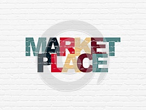 Advertising concept: Marketplace on wall background photo