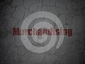 Advertising concept: Merchandising on grunge wall background