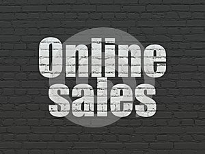 Advertising concept: Online Sales on wall background