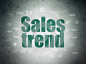 Advertising concept: Sales Trend on Digital Data Paper background