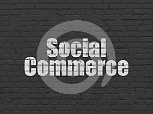 Advertising concept: Social Commerce on wall background