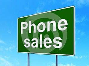 Advertising concept: Phone Sales on road sign background