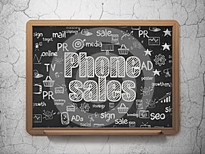 Advertising concept: Phone Sales on School board background