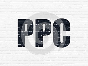 Advertising concept: PPC on wall background