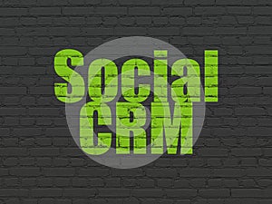 Advertising concept: Social CRM on wall background