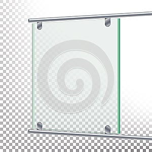 Advertising Glass Board Vector. Banner Mockup Illustration. Empty Glass Screen Banner