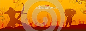 Advertising Happy Dussehra festival banner or header design.