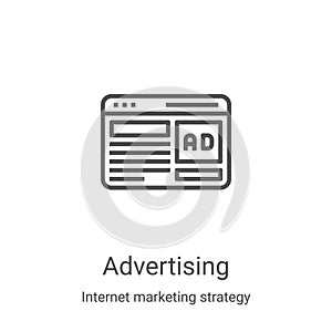 advertising icon vector from internet marketing strategy collection. Thin line advertising outline icon vector illustration.