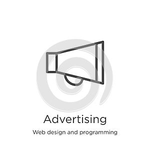 advertising icon vector from web design and programming collection. Thin line advertising outline icon vector illustration.