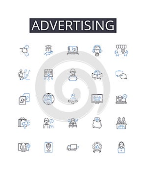 Advertising line icons collection. Attractive, Entice, Allure, Fascinate, Compelling, Tempting, Irresistible vector and