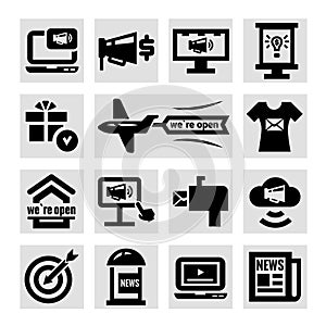 Advertising and marketing icons set