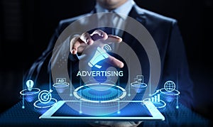 Advertising Marketing Sales Growth Business concept on screen. photo
