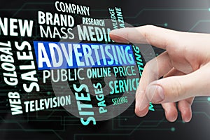 Advertising, media and company concept