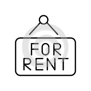 Advertising nameplate with text for rent monochrome icon vector illustration real estate service