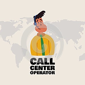 Advertising poster inscription call center, cartoon.