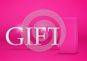 Pink gift box on pink background