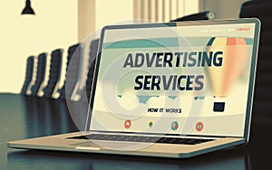 Advertising Services Concept on Laptop Screen. 3D. photo