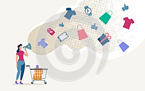 Advertising Store Sales Online Flat Vector Concept