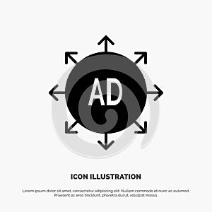Advertising, Submission, Advertising Submission, Ad solid Glyph Icon vector
