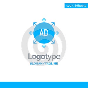 Advertising, Submission, Advertising Submission, Ad Blue Solid Logo Template. Place for Tagline