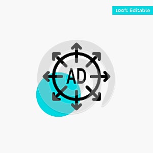 Advertising, Submission, Advertising Submission, Ad turquoise highlight circle point Vector icon