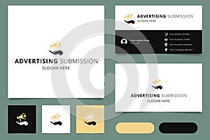 Advertising submission logo design with editable slogan. Branding book and business card template.