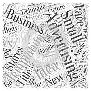 Advertising Temptations How Small Businesses Can Handle Them word cloud concept vector background