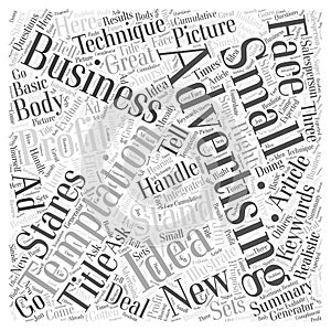 Advertising Temptations How Small Businesses Can Handle Them word cloud concept vector background photo