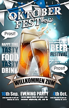 Design poster for traditional beer festival Oktoberfest. Highly photo