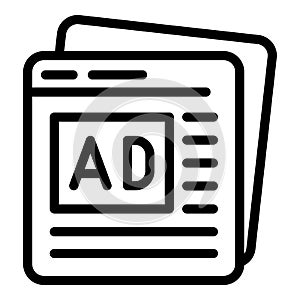 Advertisment pages icon, outline style photo