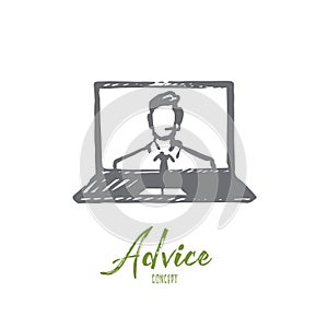 Advice, communicate, business, solution, help concept. Hand drawn isolated vector.