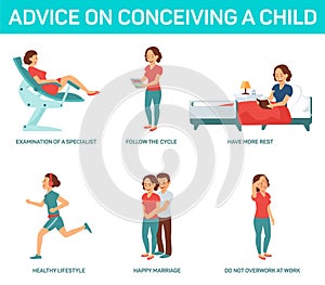 Advice on Conceiving a Child. Vector Illustration.