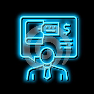advising clients on regulatory issues neon glow icon illustration