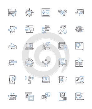 Advising line icons collection. Counsel, Suggest, Guide, Mentor, Recommend, Direct, Instruct vector and linear