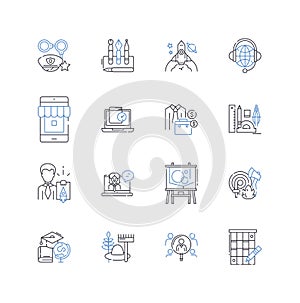 Advisor line icons collection. Mentor, Guide, Counselor, Consultant, Coach, Confidante, Trustee vector and linear