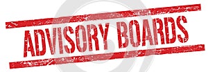 ADVISORY BOARDS text on red grungy rectangle stamp