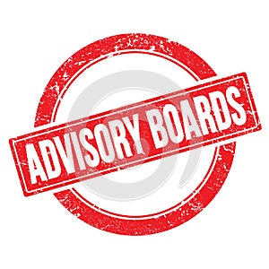 ADVISORY BOARDS text on red grungy round stamp