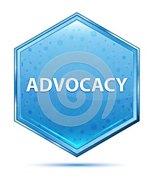 Advocacy crystal blue hexagon button photo