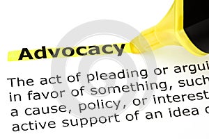 Advocacy highlighted in yellow