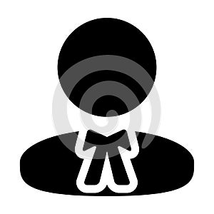 Advocacy icon vector male user person profile avatar symbol for law and justice in flat color glyph pictogram