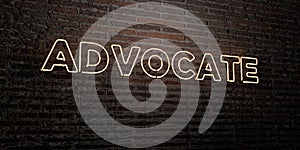 ADVOCATE -Realistic Neon Sign on Brick Wall background - 3D rendered royalty free stock image