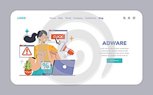 Adware alert concept. Flat vector illustration