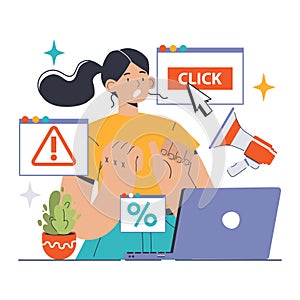 Adware alert concept. Flat vector illustration