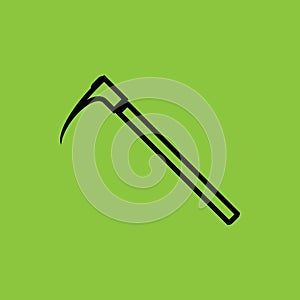 Adze icon isolated on green background.