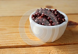 Adzuki beans in a white bowl